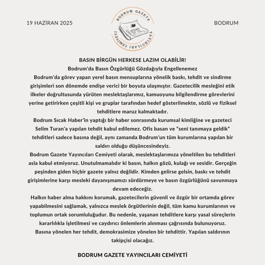 Bodrumda Basina Gozdagina Tepki Gazetecilik Suc Degildir