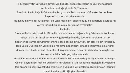 24 Temmuz: Özgür Basının Bayramı Değil, Mücadele Günü 7 24 temmuz