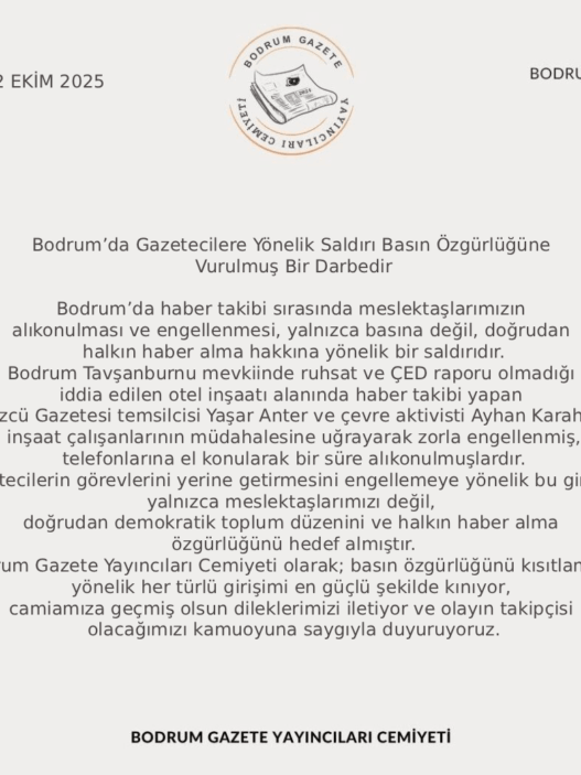Bodrum’da Gazetecilere Yönelik Saldırı Basın Özgürlüğüne Vurulmuş Bir Darbedir 12 BGYC 02Ekim2025